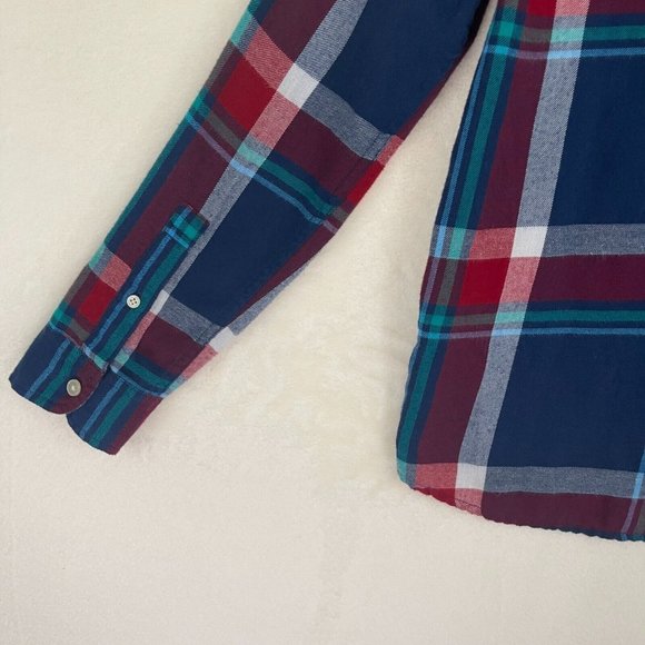 Abercrombie Kids Boys Flannel Shirt Size 13-14 Red Blue White Plaid Long Sleeve - Picture 7 of 15